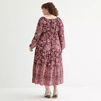 Frye and Co. Womens Floral Maxi Dress Plus