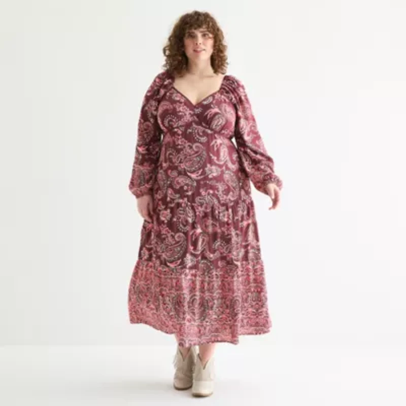 Frye and Co. Womens Floral Maxi Dress Plus