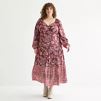 Frye and Co. Womens Floral Maxi Dress Plus