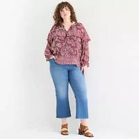 Frye and Co. Womens Plus V Neck Blouse