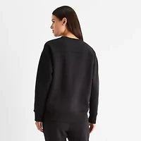 Xersion Womens Oversized Super Soft Fleece Graphic Crewneck Sweatshirt