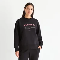 Xersion Womens Oversized Super Soft Fleece Graphic Crewneck Sweatshirt