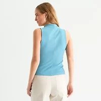 a.n.a Ribbed Womens Funnel Neck Sleeveless T-Shirt