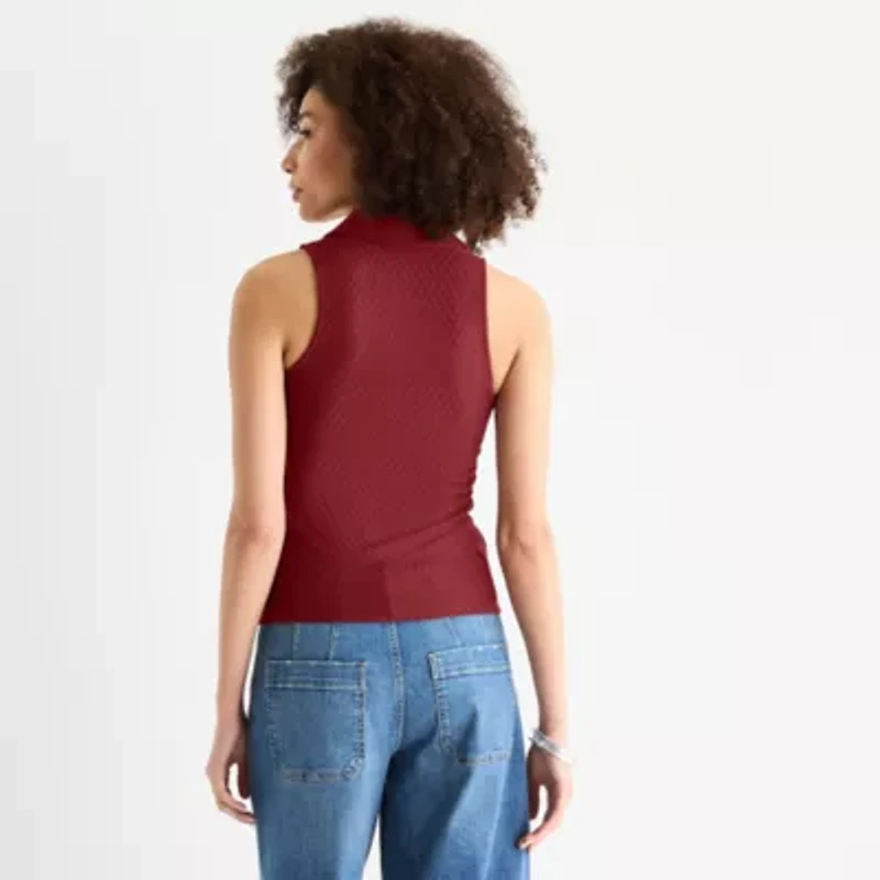 a.n.a Pointelle Womens Sleeveless Polo Shirt