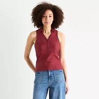 a.n.a Pointelle Womens Sleeveless Polo Shirt