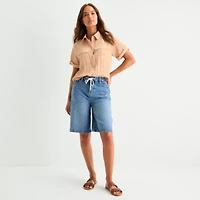 a.n.a Utility Womens Short Sleeve Blouse