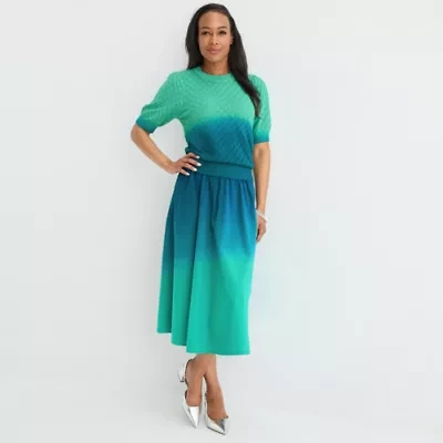 Liz Claiborne Womens Mid Rise Midi A-Line Skirt