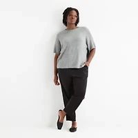 Stylus Plus Womens Crew Neck Short Sleeve Pullover Sweater