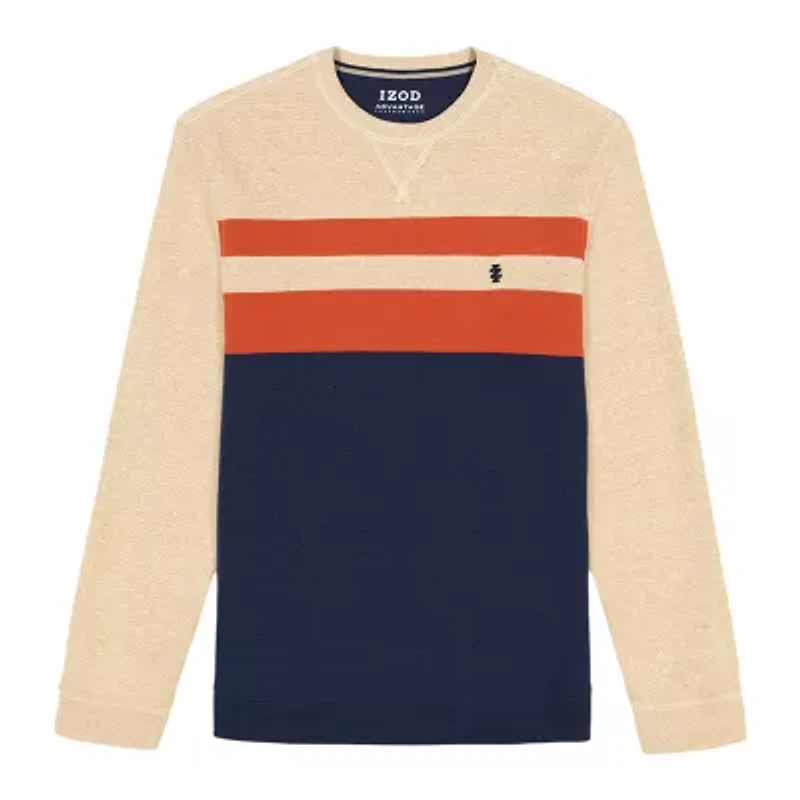 IZOD Advantage Performance Colorblock Mens Crew Neck Long Sleeve Sweatshirt