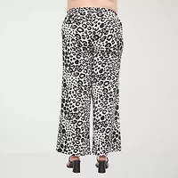 White Mark Womens Plus Mid Rise Wide Leg Palazzo Pant