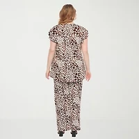White Mark 2-pc. Leopard Pant Set-Plus