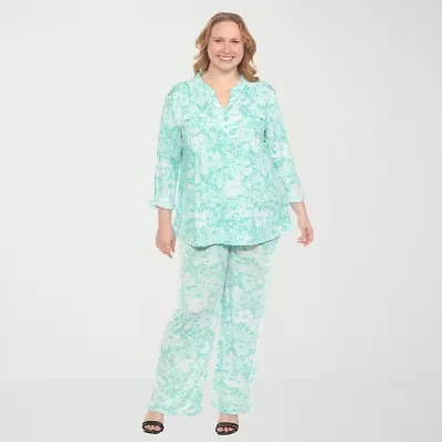 White Mark 2-pc. Floral Pant Set-Plus