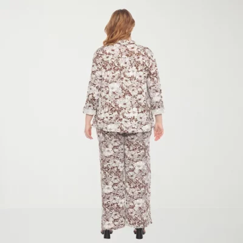White Mark 2-pc. Floral Pant Set-Plus