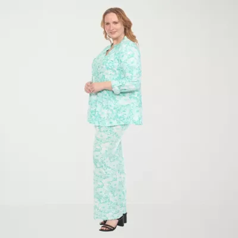 White Mark 2-pc. Floral Pant Set-Plus