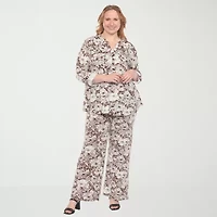 White Mark 2-pc. Floral Pant Set-Plus