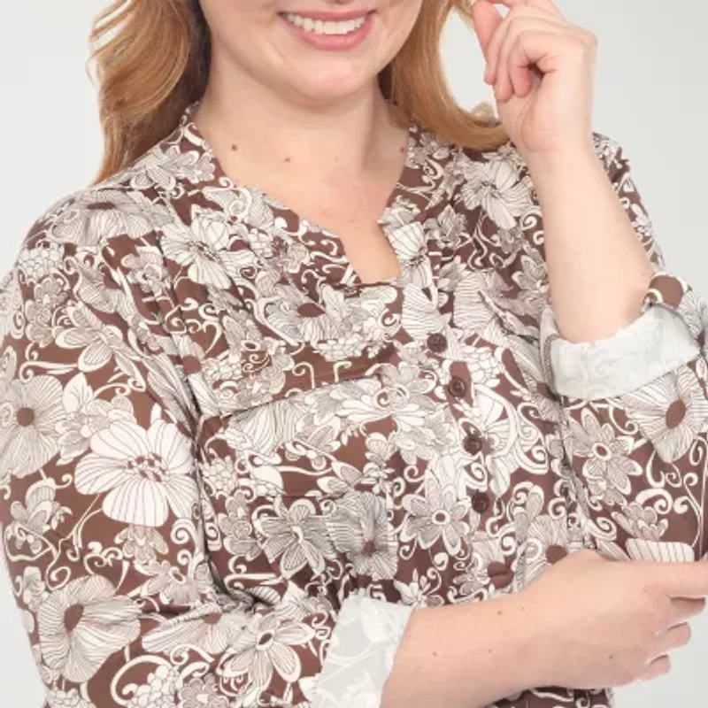 White Mark 2-pc. Floral Pant Set-Plus