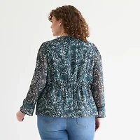 Frye and Co. Womens V Neck Plus Blouse