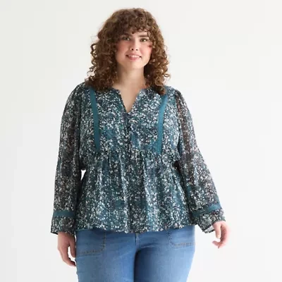 Frye and Co. Womens V Neck Plus Blouse