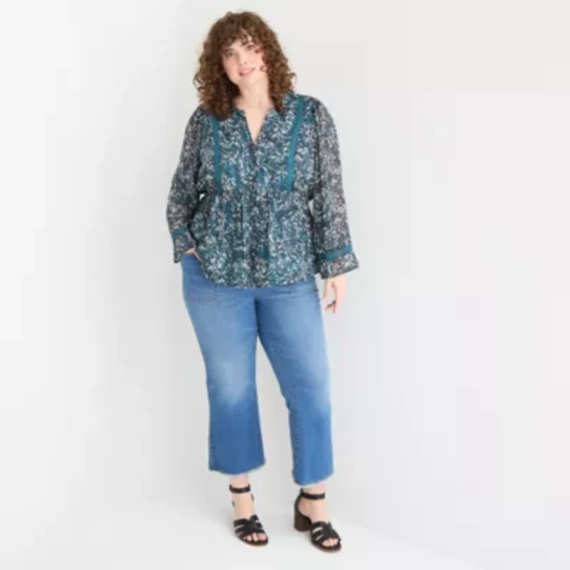 Frye and Co. Womens V Neck Plus Blouse