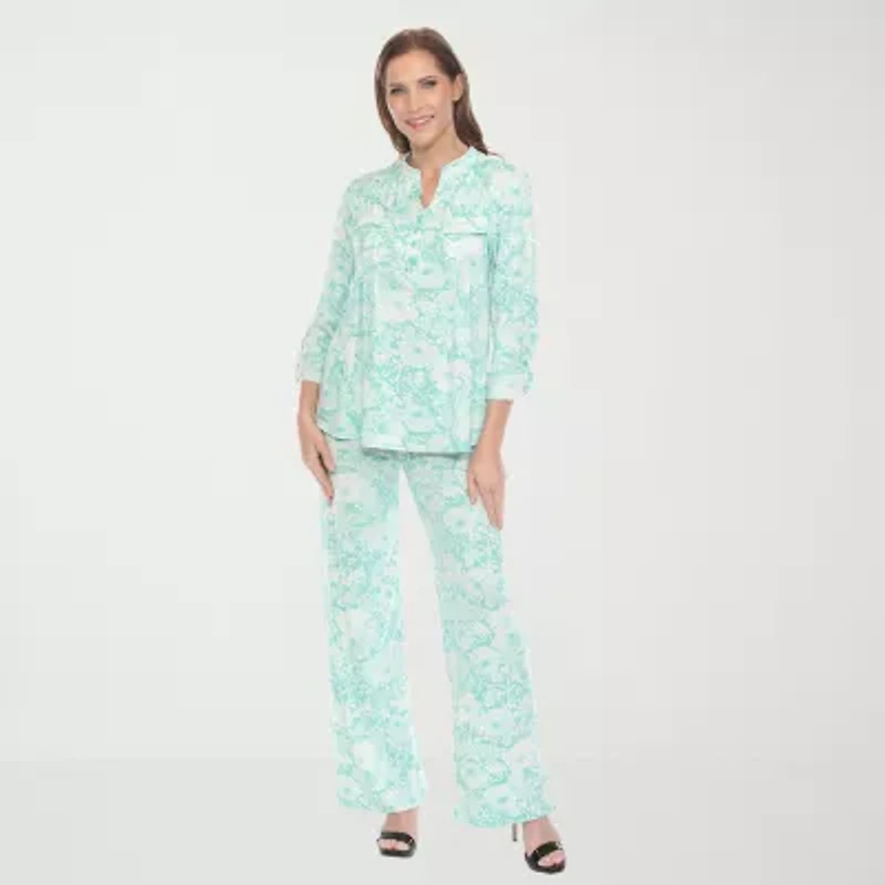 White Mark 2-pc. Floral Pant Set