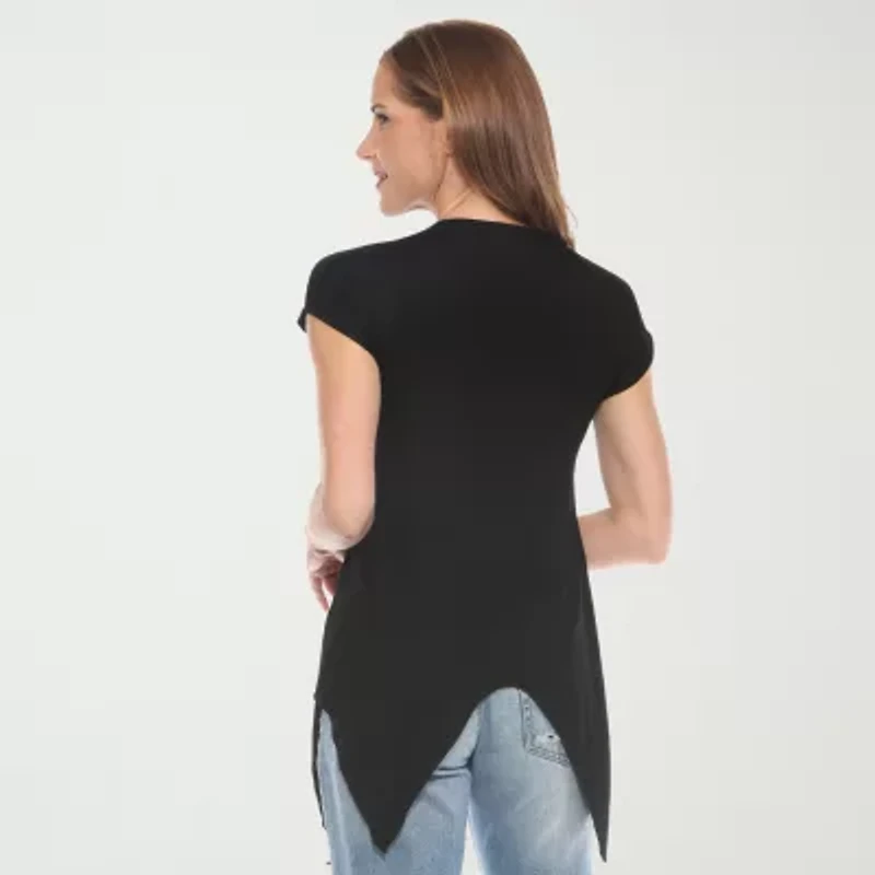 White Mark Womens V Neck Short Sleeve Tunic Top