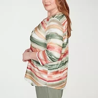 Alfred Dunner Copper Canyon Womens Crew Neck 3/4 Sleeve Plus T-Shirt
