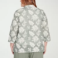 Alfred Dunner Copper Canyon Womens 3/4 Sleeve Plus Layered Top