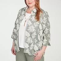 Alfred Dunner Copper Canyon Womens 3/4 Sleeve Plus Layered Top