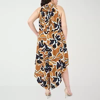 MSK Womens Halter Neck Sleeveless Plus Jumpsuit