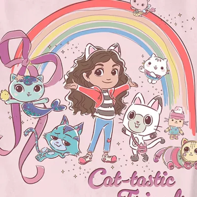 Little & Big Kid Girls Crew Neck Short Sleeve Regular Fit Gabby's Dollhouse Graphic T-Shirt