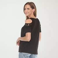 White Mark Womens Round Neck Short Sleeve Blouse