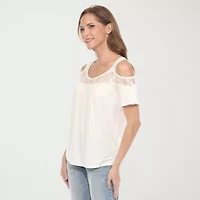 White Mark Womens Round Neck Short Sleeve Blouse