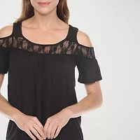 White Mark Womens Round Neck Short Sleeve Blouse