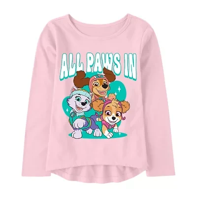 Nickelodeon Toddler Girls Crew Neck Long Sleeve Regular Fit Paw Patrol Graphic T-Shirt