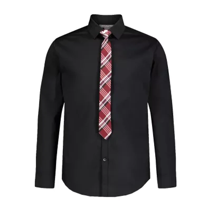 Van Heusen Little & Big Kid Boys Long Sleeve Point Collar Shirt + Tie Set