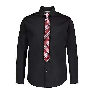 Van Heusen Little & Big Kid Boys Long Sleeve Point Collar Shirt + Tie Set
