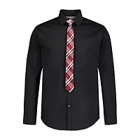 Van Heusen Little & Big Kid Boys Long Sleeve Point Collar Shirt + Tie Set