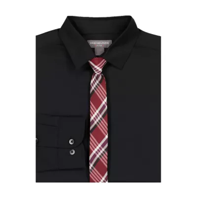 Van Heusen Little & Big Kid Boys Long Sleeve Point Collar Shirt + Tie Set