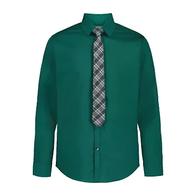 Van Heusen Little & Big Kid Boys Point Collar Long Sleeve Shirt + Tie Set