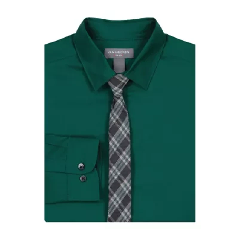 Van Heusen Little & Big Kid Boys Long Sleeve Point Collar Shirt + Tie Set