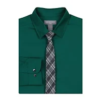 Van Heusen Little & Big Kid Boys Point Collar Long Sleeve Shirt + Tie Set