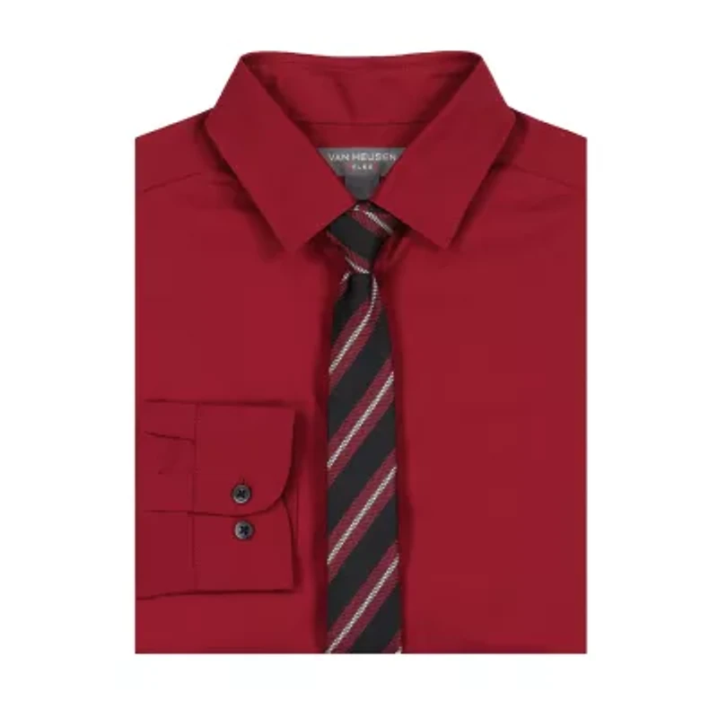 Van Heusen Little & Big Kid Boys Long Sleeve Point Collar Shirt + Tie Set