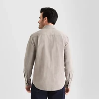 mutual weave Mens Long Sleeve Fitted Regular Fit Button-Down Shirt