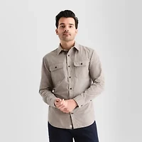 mutual weave Mens Long Sleeve Fitted Regular Fit Button-Down Shirt
