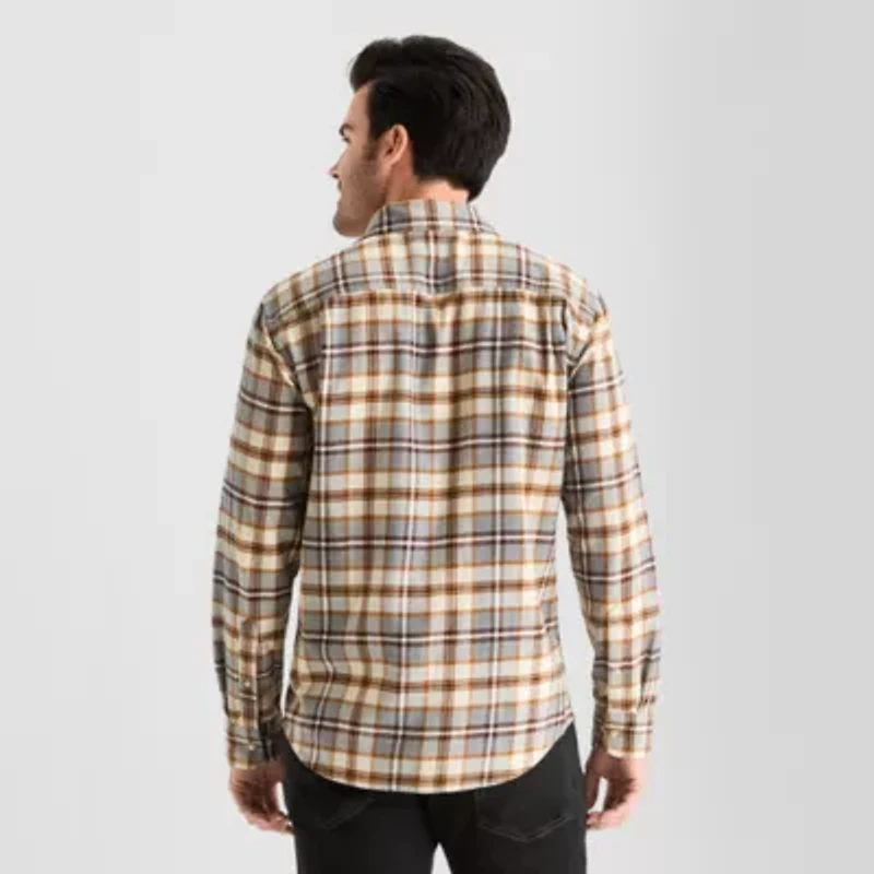 mutual weave Mens Long Sleeve Regular Fit Flannel Shirt