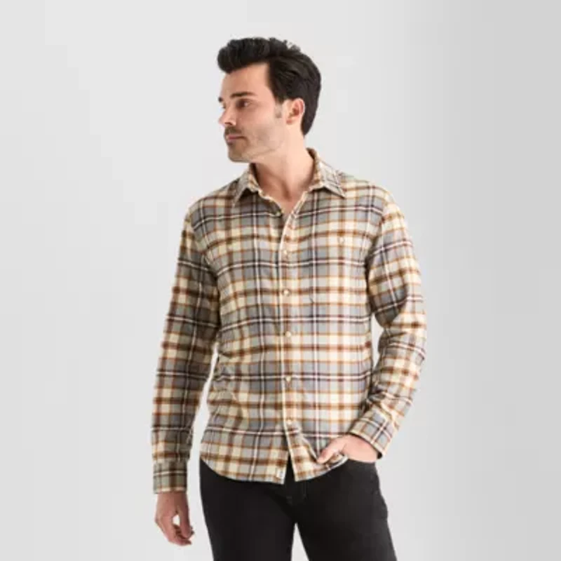 mutual weave Mens Long Sleeve Regular Fit Flannel Shirt