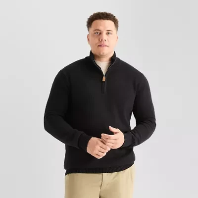 St. John's Bay Quarter Zip Big and Tall Mens Mock Neck Long Sleeve Pullover Sweater