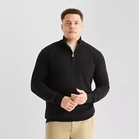 St. John's Bay Quarter Zip Big and Tall Mens Mock Neck Long Sleeve Pullover Sweater