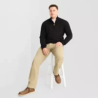 St. John's Bay Quarter Zip Big and Tall Mens Mock Neck Long Sleeve Pullover Sweater