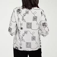 Alfred Dunner Santa Barbara Womens Crew Neck 3/4 Sleeve Blouse